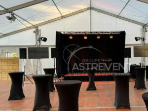 Groupe Astrevent Nova Naos Atria sonorisation chapiteau pour prise de parole avec system son Nexo PS15R2 et PS10R2